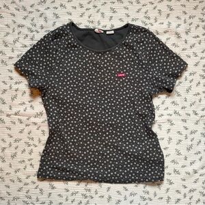 Levi's Black and White Floral Short Sleeve Top